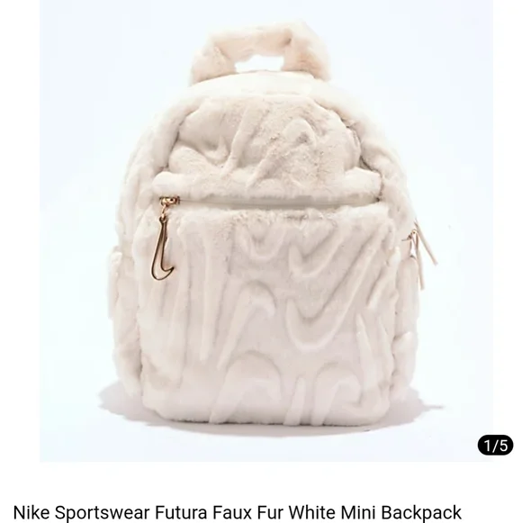 Nike Sportswear Futura Faux Fur White Mini Backpack. NWT. - Picture 1 of 13
